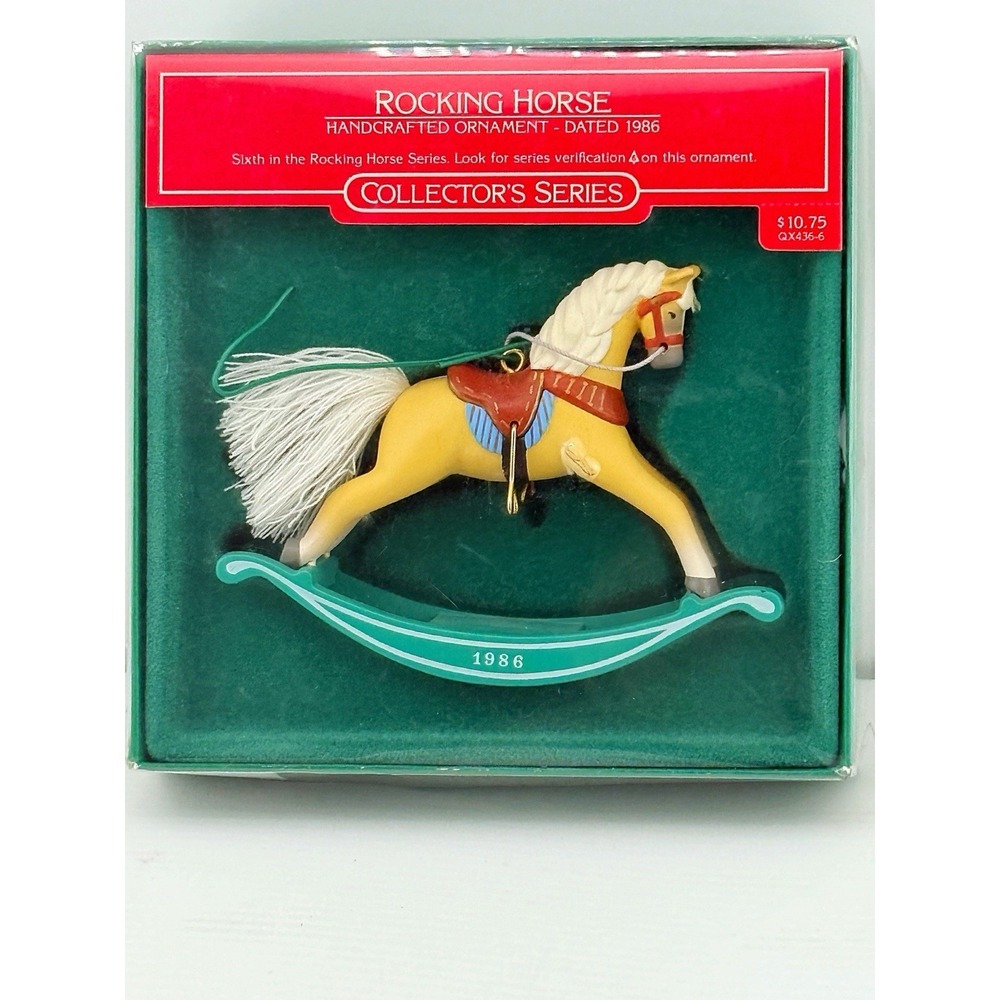 Hallmark Vintage 1986 Rocking Horse Ornament In Box.